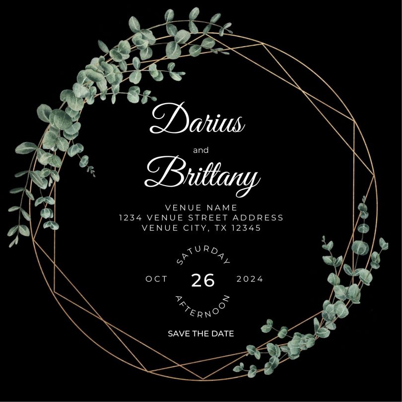 dark boho save the date invite